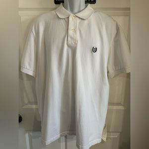CHAPS By Ralph Lauren Men’s Solid White Knit Polo Shirt Black Logo XL